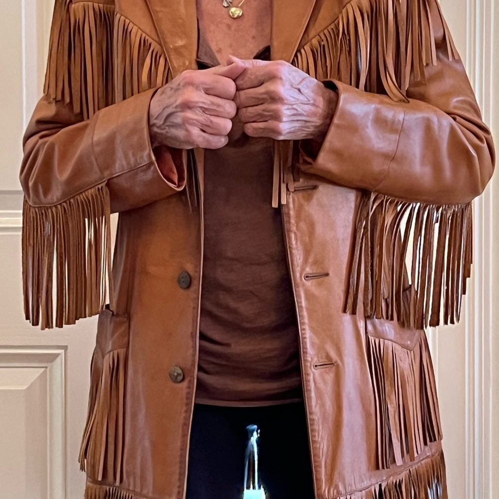 Ralph Lauren leather jacket with fringe!!